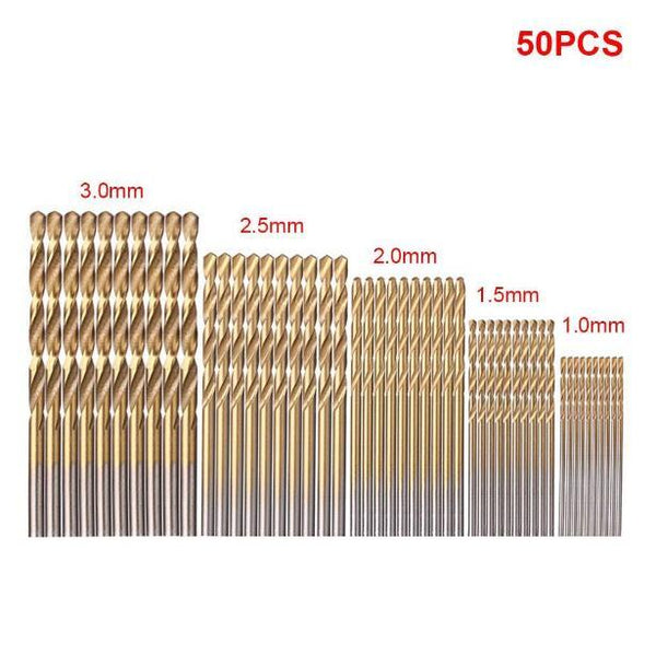 50Pc Titanium Coated Drill Bits